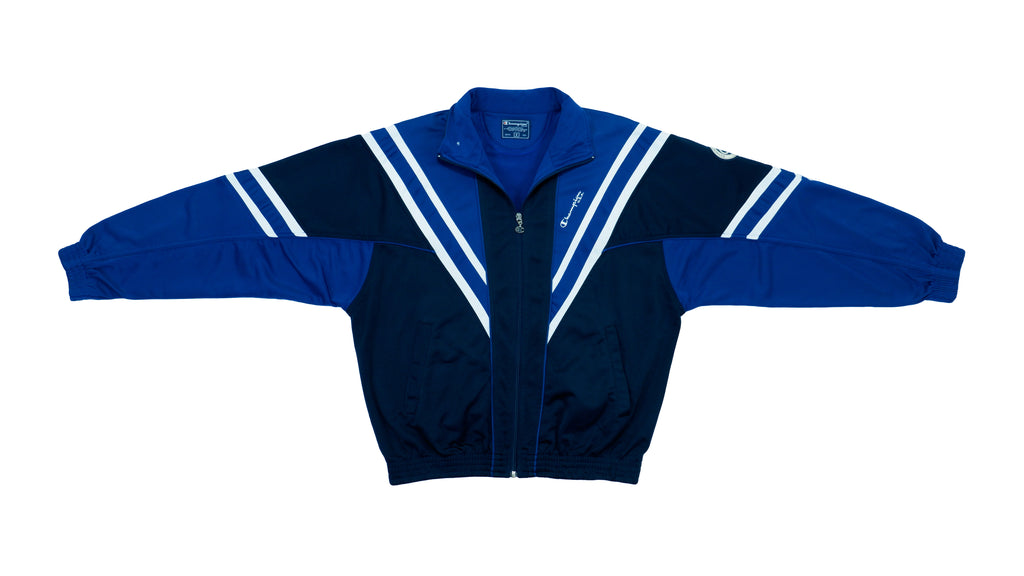 Champion - Two-Tone Blue Track Jacket 1990s Large Vintage Retro