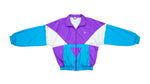 Puma - Purple, Green & White Colorblock Windbreaker 1990s Large Vintage Retro