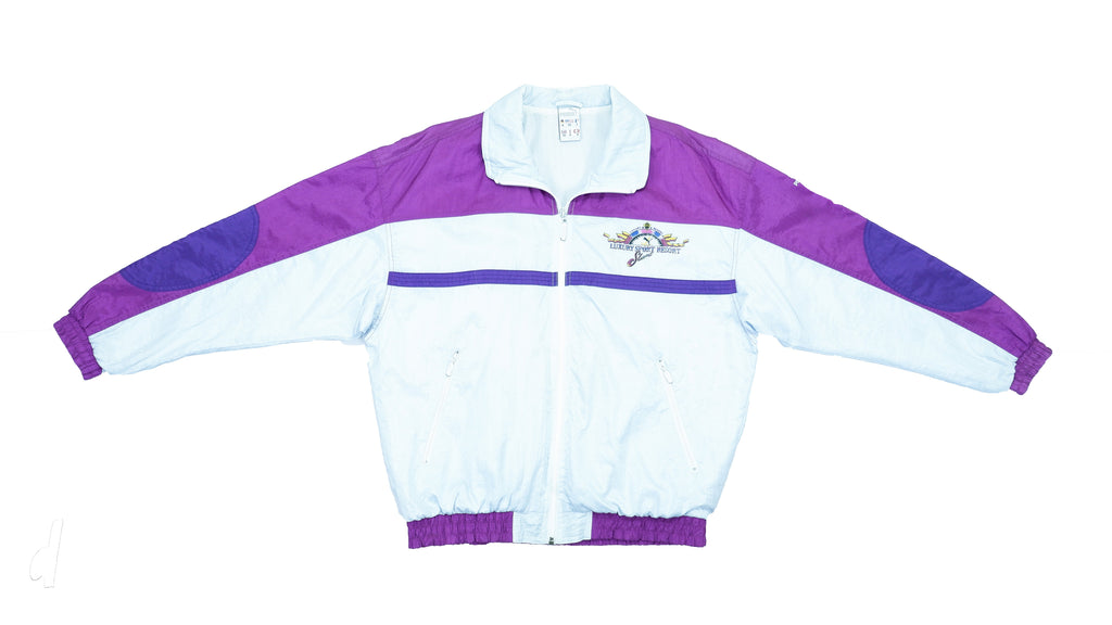 Puma - White & Purple Luxury Sport Resort Windbreaker 1990s Large Vintage Retro 