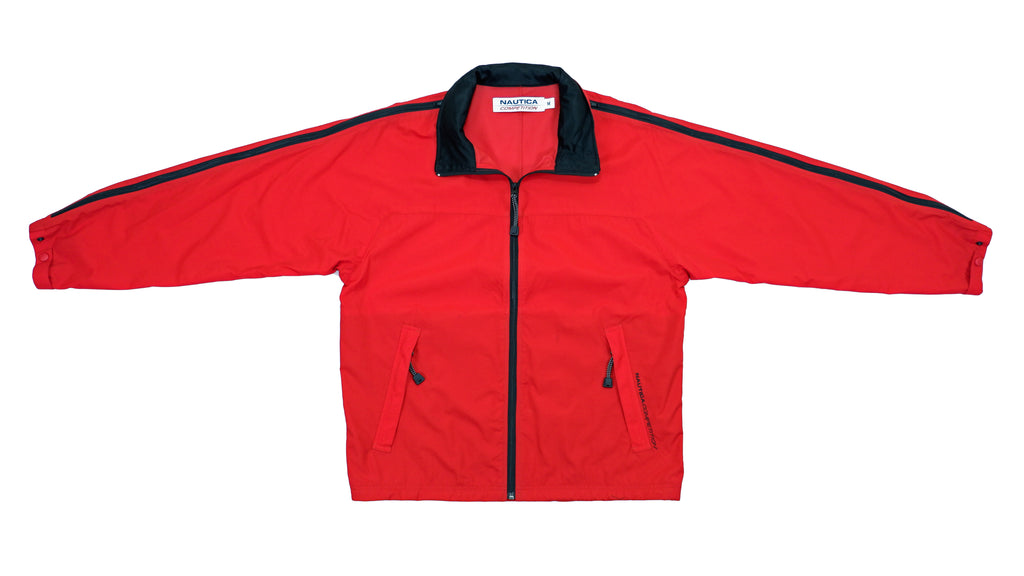 Nautica - Red Competition Windbreaker 1990s Large Vintage Retro