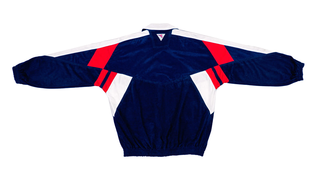 Diadora - Blue with White & Red Taped Logo Track Jacket 1990s X-Large Vintage Retro 