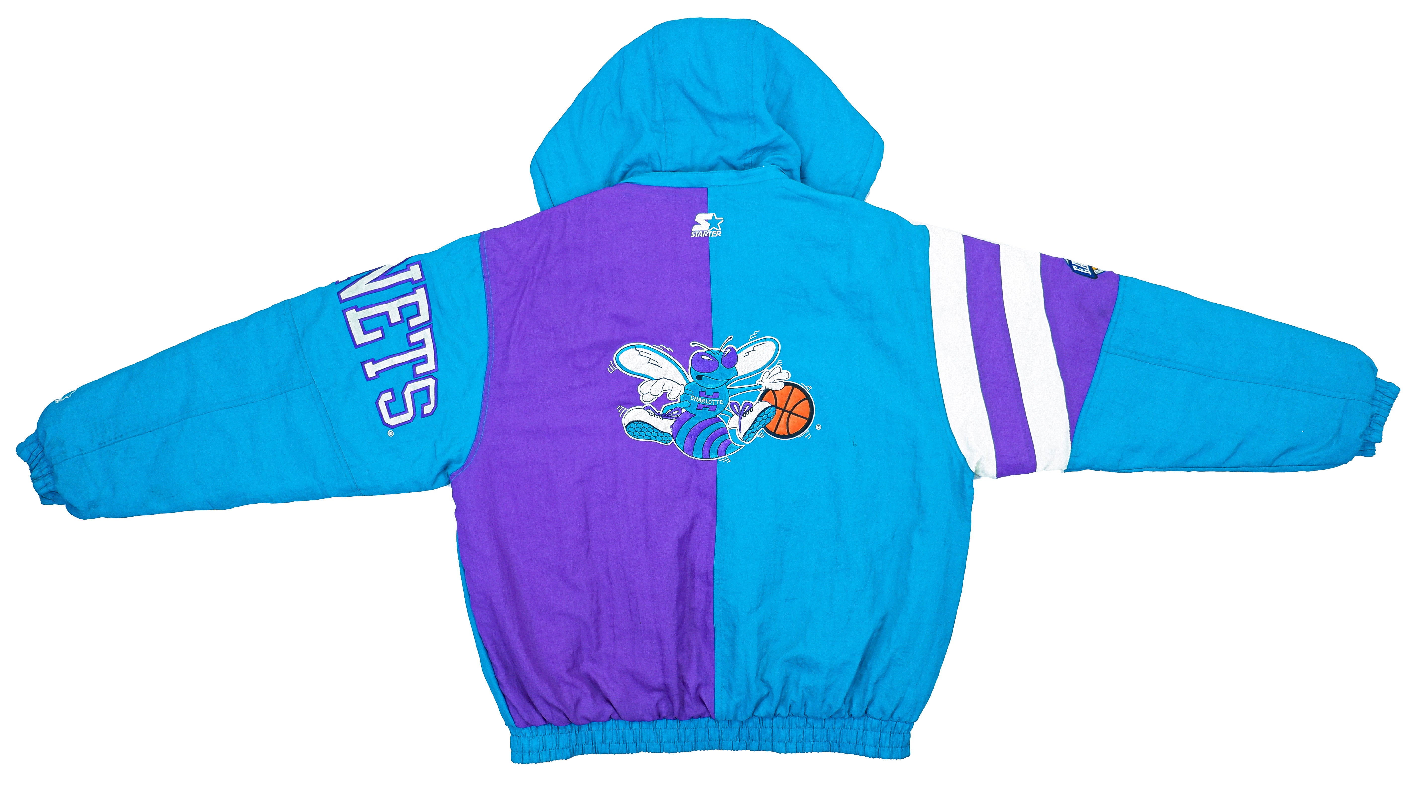 Vintage 90s NBA Starter Charlotte Hornets spellout Satin