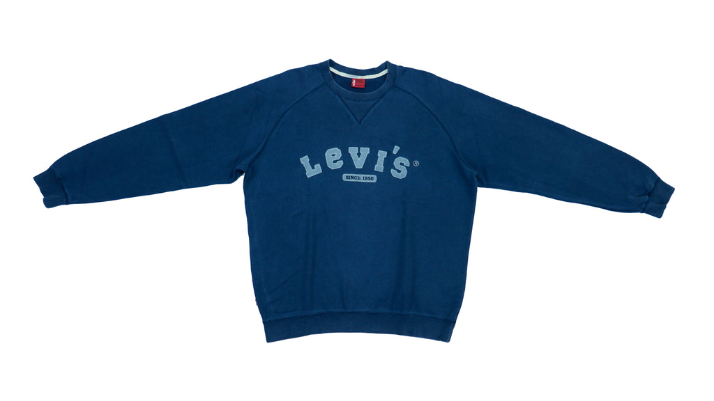 Levis - Dark Blue Crew Neck Sweatshirt 1990s Large Vintage Retro 