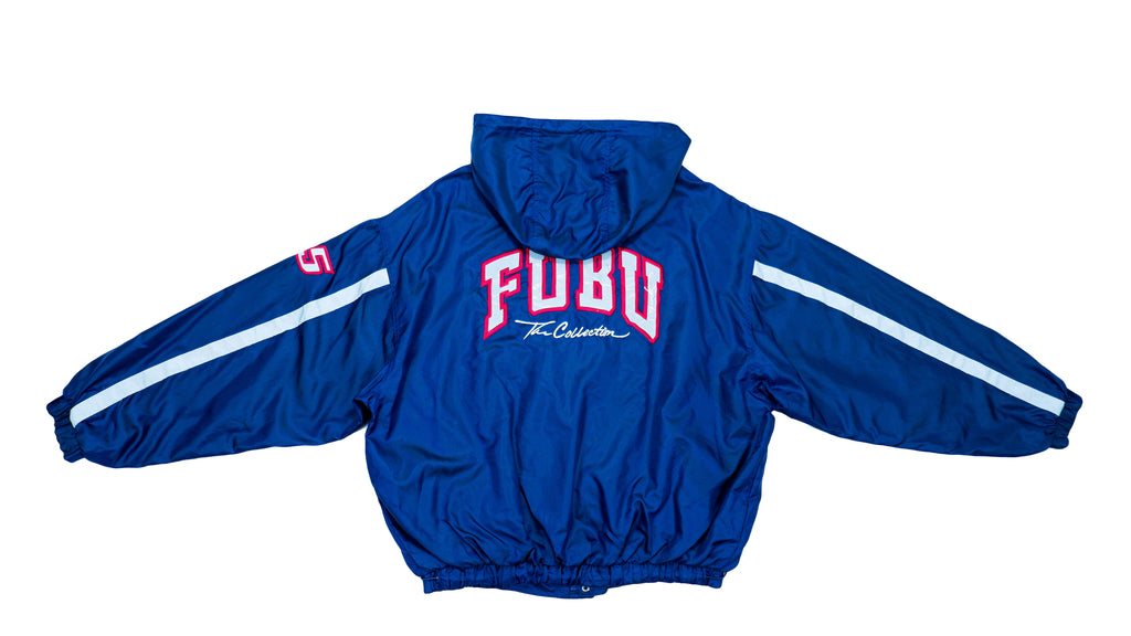 FUBU - Blue Big Logo Hooded Jacket 1990s X-Large Vintage Retro 