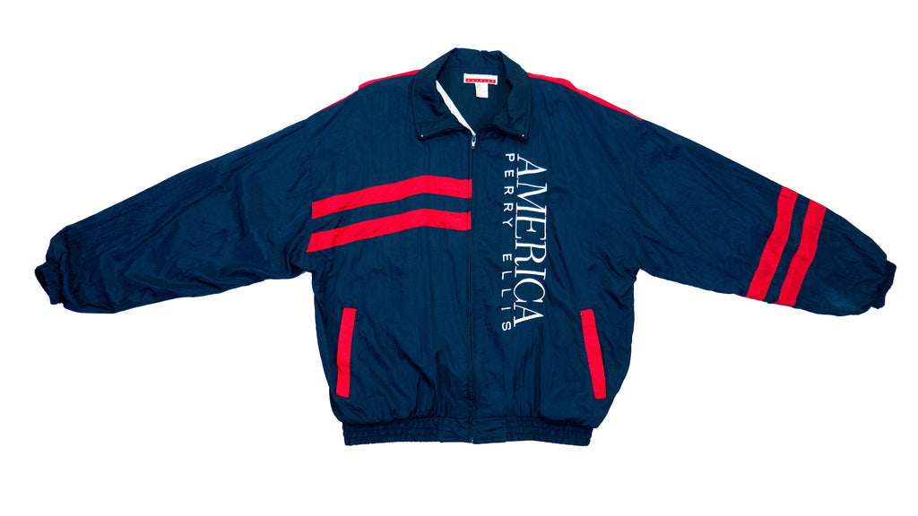 Vintage (Perry Ellis) - Dark Blue America Jacket X-Large Vintage Retro 