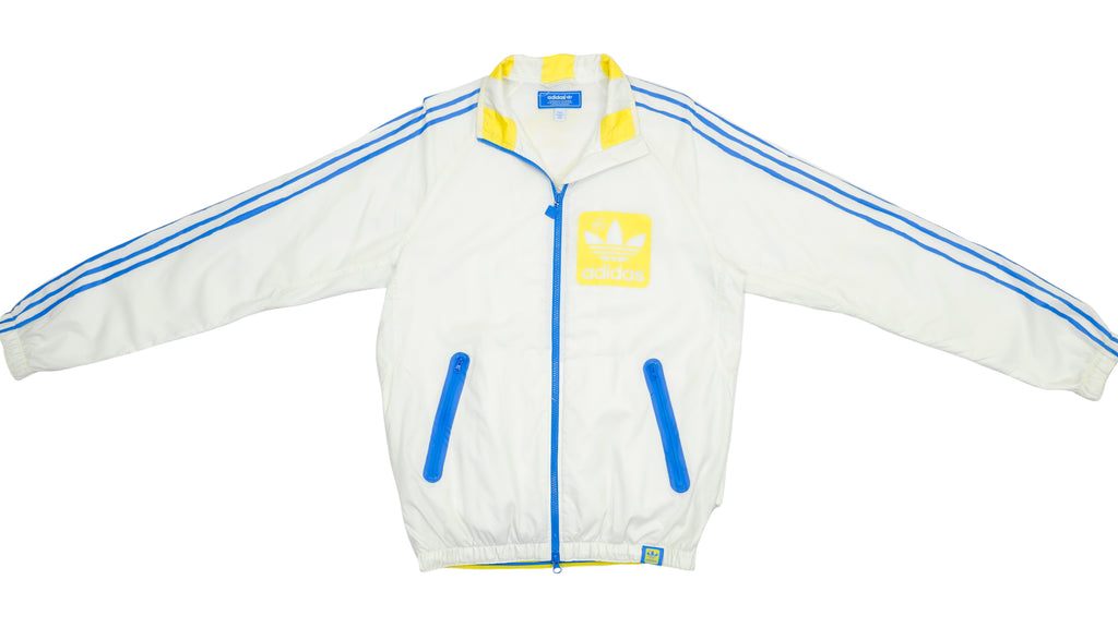 Adidas - White with Blue Skateboard Windbreaker 2000s Medium vintage Retro