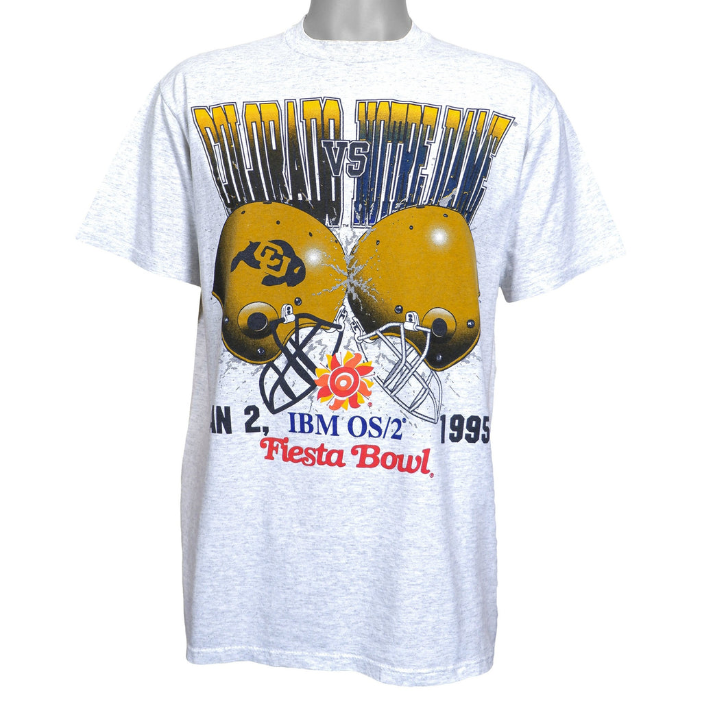 NCAA (Jerzees) - Colorado VS Nortre Dame - Fiesta Bowl T-Shirt 1995 Large Vintage Retro Football College