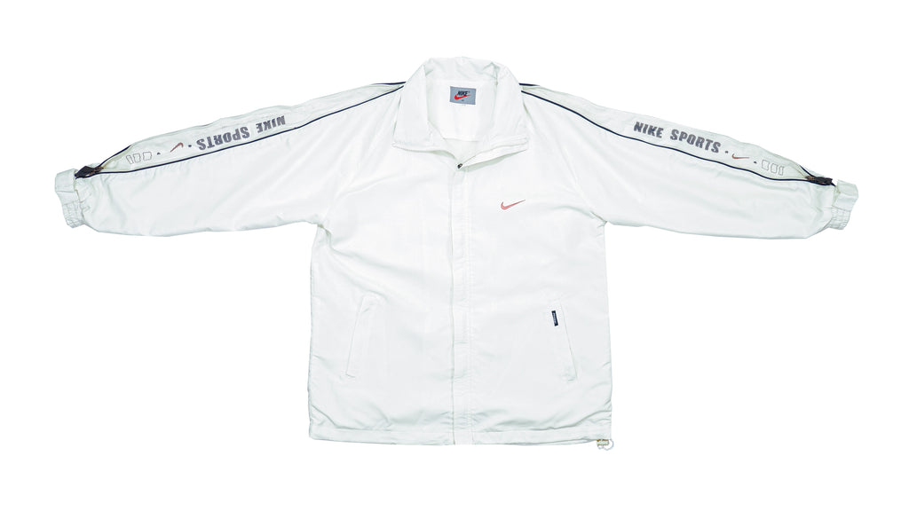 Nike - White Big LogoWindbreaker 1990s Medium Vintage Retro 