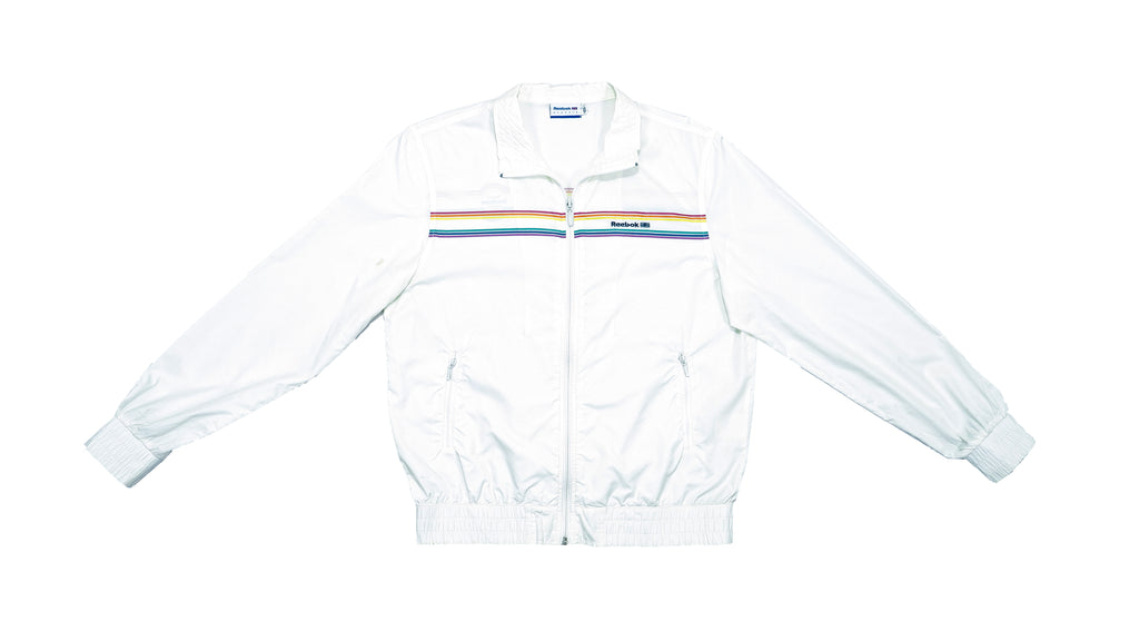 Reebok - White Windbreaker 1990s Medium Vintage Retro 