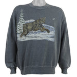 Vintage (Jerzees) - Wildlife - Lynx Crew Neck Sweatshirt 1990s Large