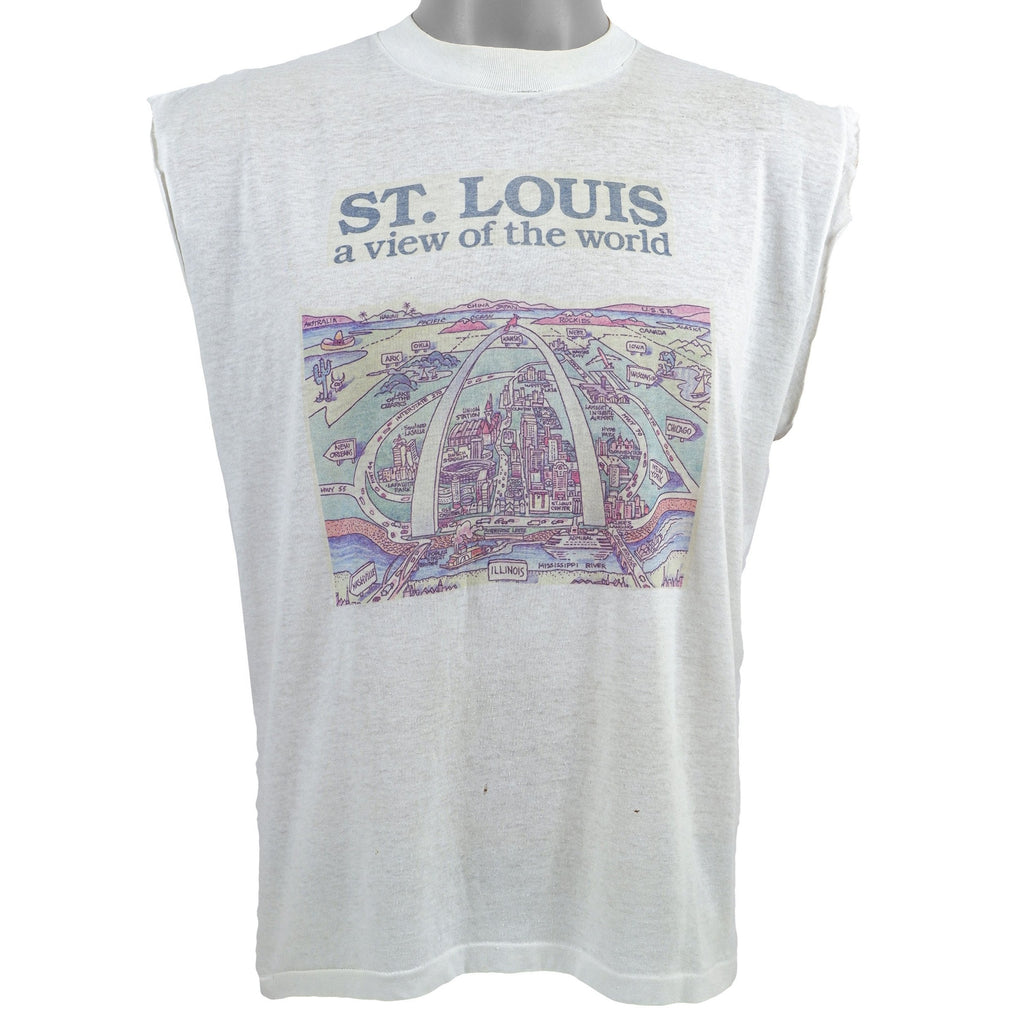 Vintage - St. Louis - A View of the World Tank Top 1980s X-Large Vintage Retro