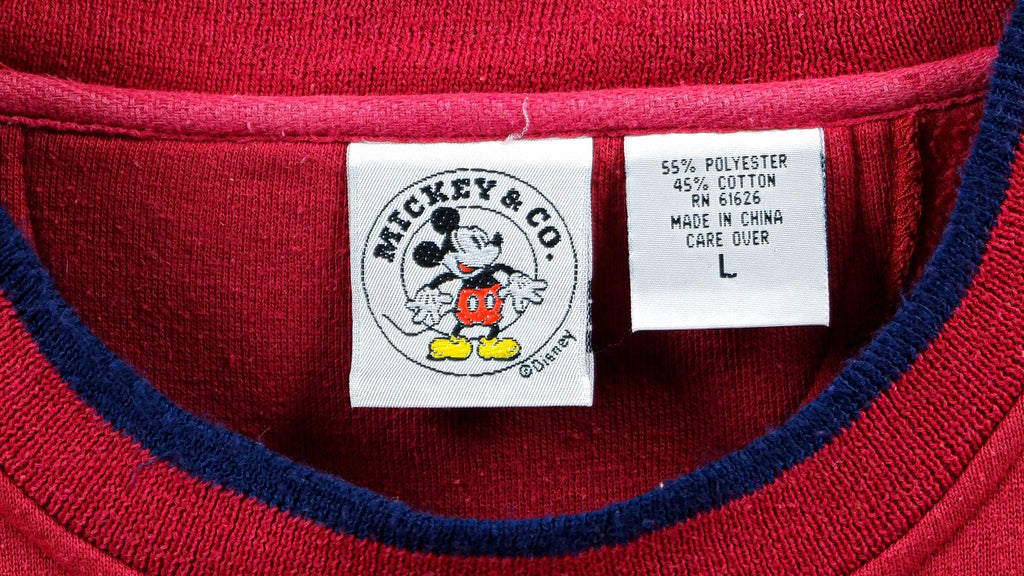Disney - Red Big Logo Crew Neck Sweatshirt 1990s Large Vintage Retro