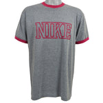 Nike - Grey Big Spell-Out T-Shirt 1990s Large