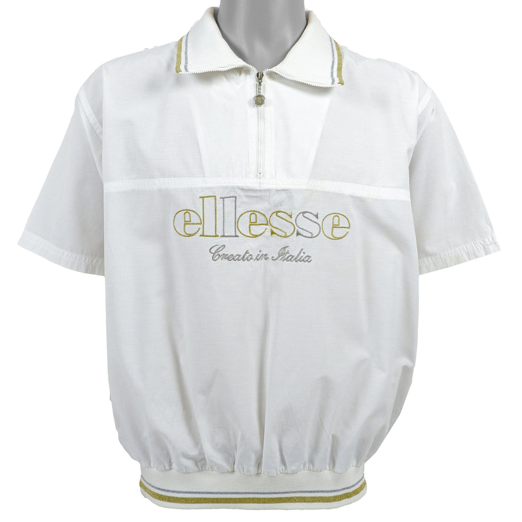 Ellesse - White 1/4 Zip Sell-Out T-Shirt 1990s Large Vintage Retro