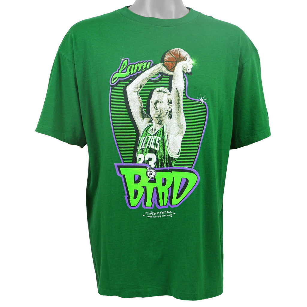 Starter - Larry Bird Spell-Out T-Shirt 1991 X-Large Vintage Retro Basketball