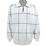 Nautica - White 1/4 Zip Sweatshirt 1990s X-Large