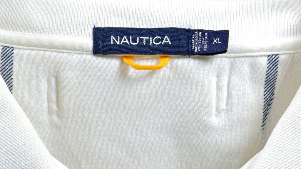 Nautica - White Plaid 1/4 Zip Sweatshirt 1990s X-Large Vintage Retro