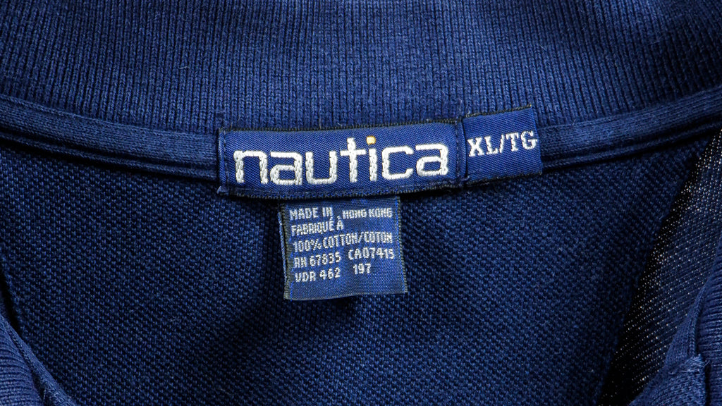 Vintage Nautica - Red, White & Blue Striped Polo T-Shirt 1990s X