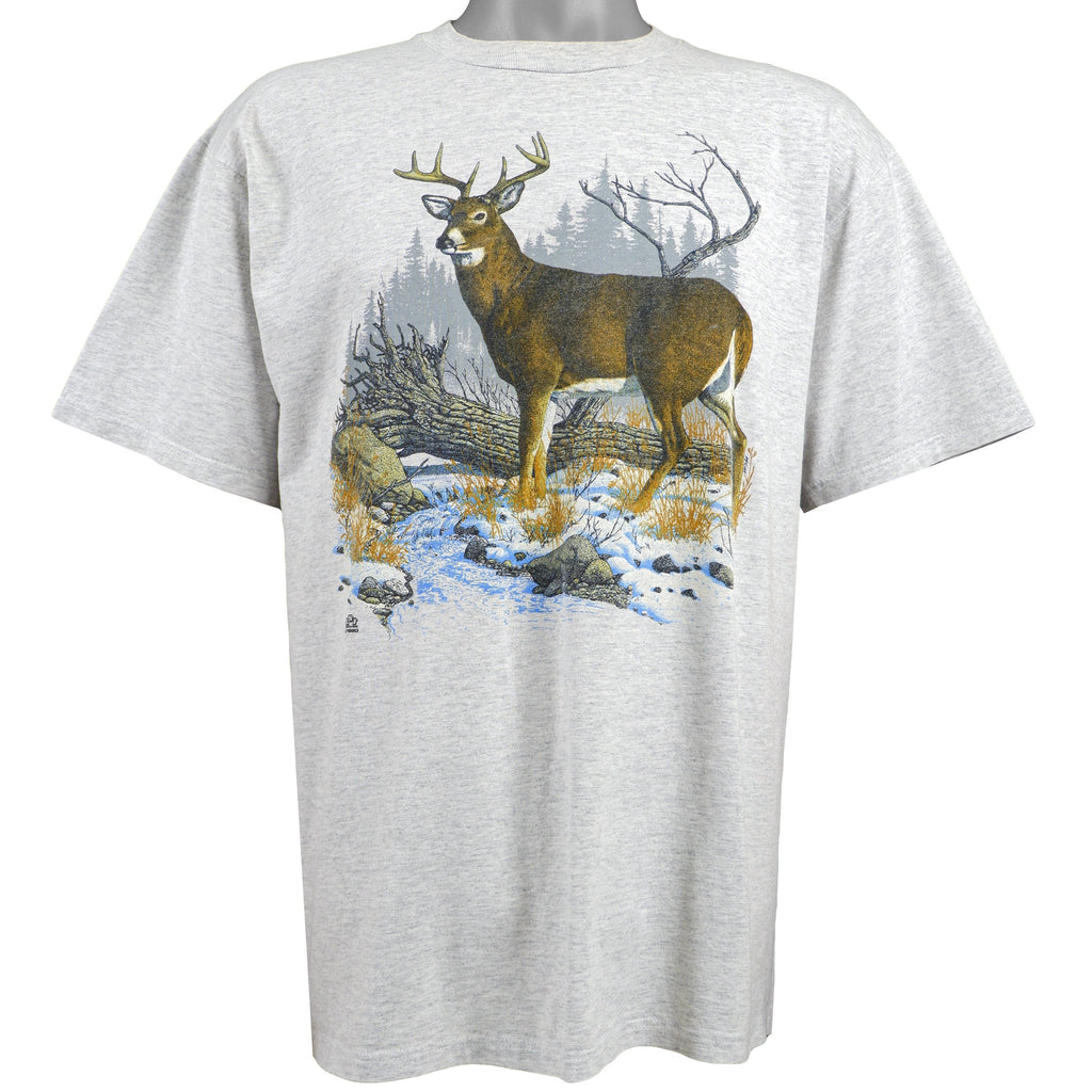 Vintage (Jerzees) - Grey Deer T-Shirt 1990 X-Large Vintage Retro