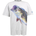 Vintage (Environmental Artwear)  - Grey Bass Species T-Shirt 1990s Large