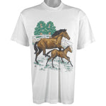 Vintage (Screen Stars) - White Horses Deadstock T-Shirt 1990 Large