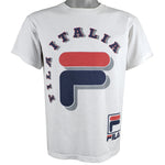 FILA - White Big Spell-Out T-Shirt 1990s Small Vintage Retro