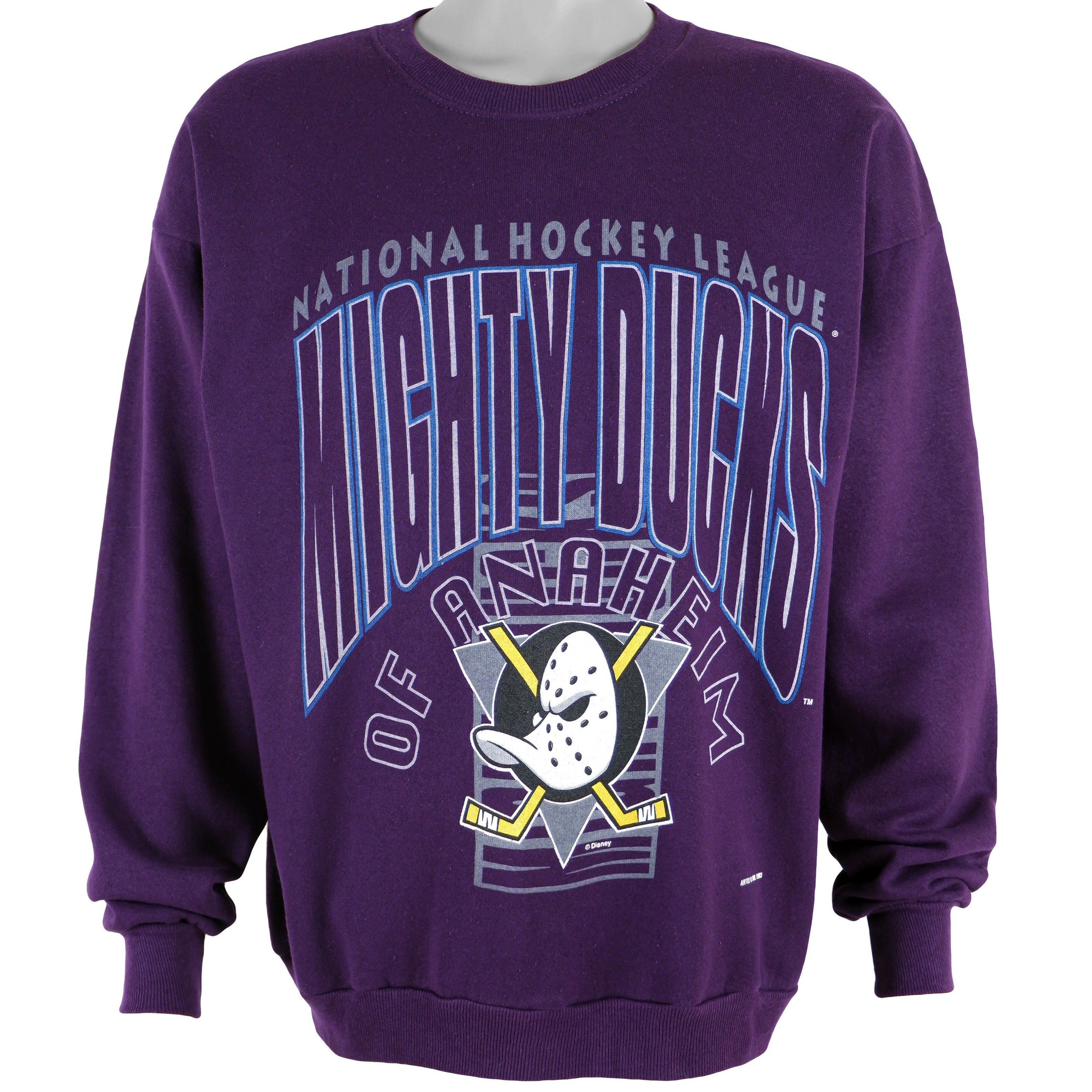Anaheim Mighty Ducks 1990's Vintage NHL Crewneck Sweatshirt Purple / L