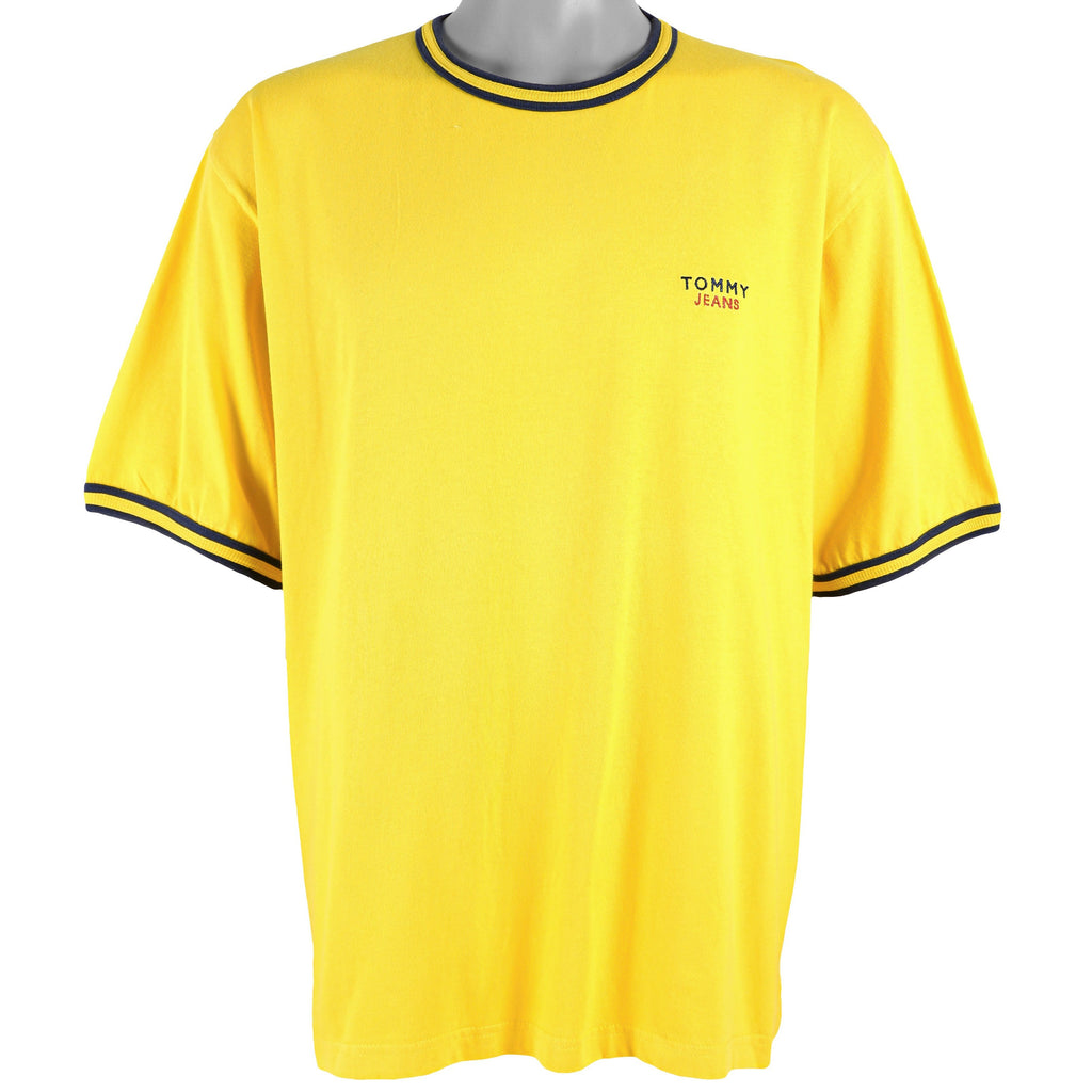 Tommy Hilfiger - Yellow T-Shirt 1990s X-Large Vintage Retro