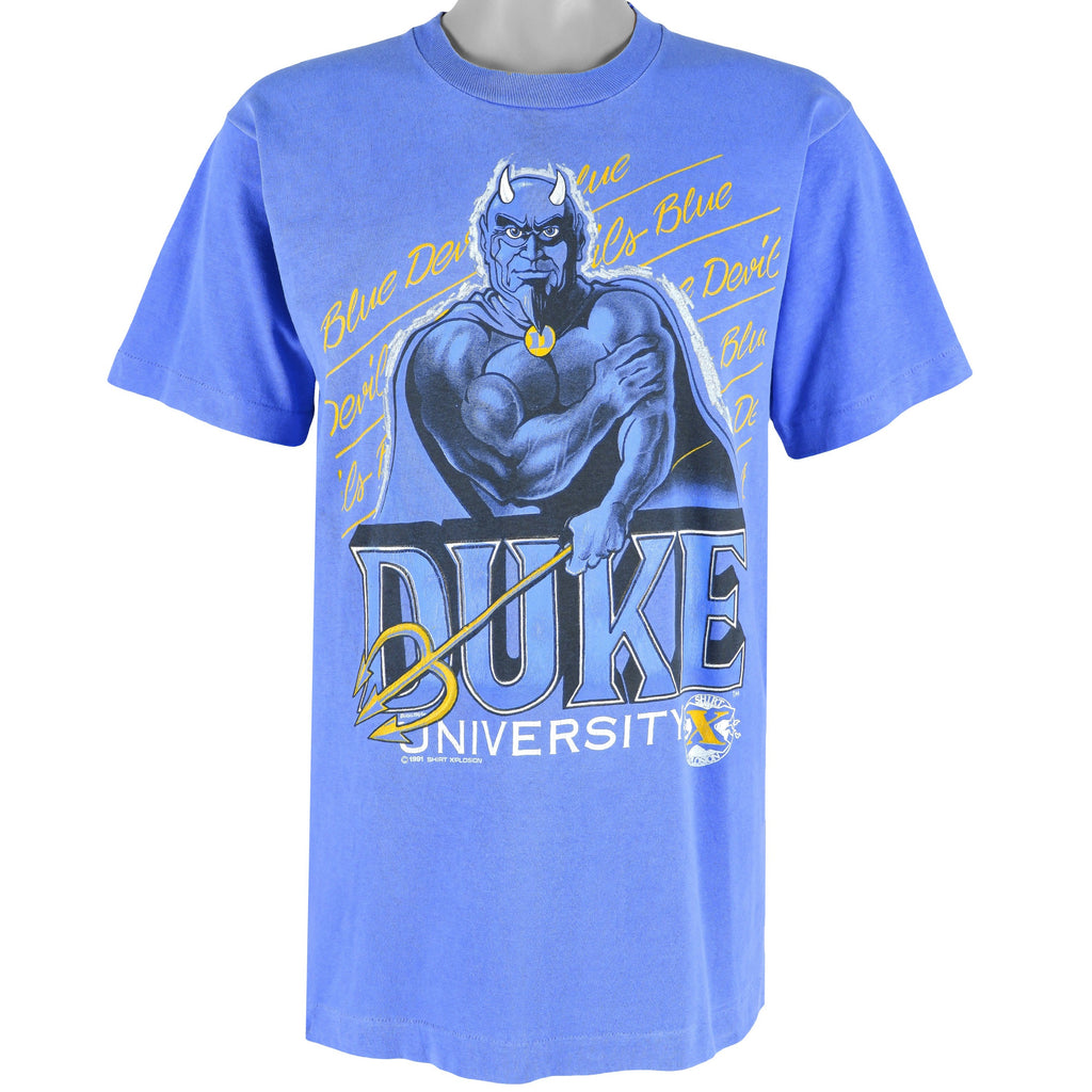 NCAA (Shirt Xplosion) - Duke University Blue Devils Big Logo T-Shirt 1991 Large Vintage Retro College