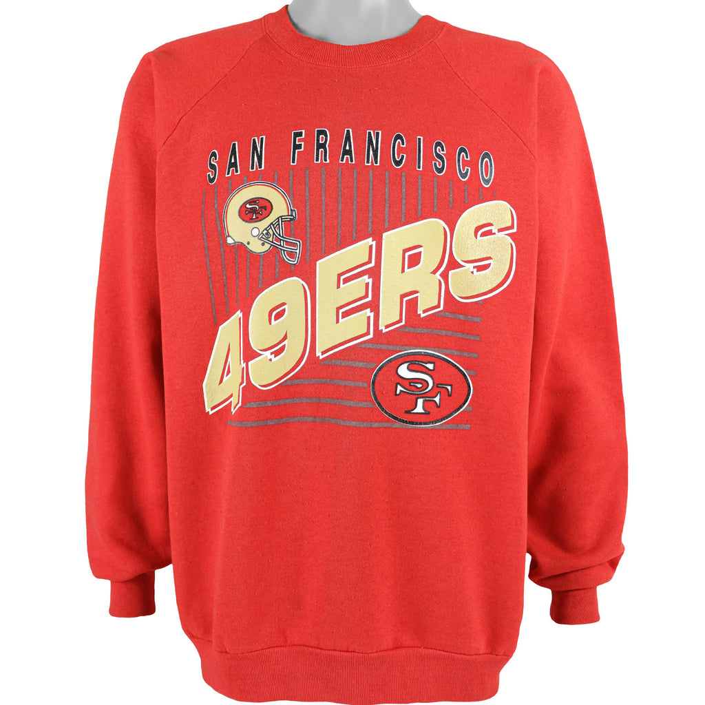 NFL (Logo 7) - San Francisco 49ers Spell-Out Sweatshirt 1990s X-Large Vintage Retro Football