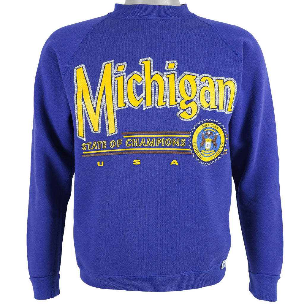 Vintage - Michigan State of Champions Crew Neck Sweatshirt 1990s Medium Vintage Retro