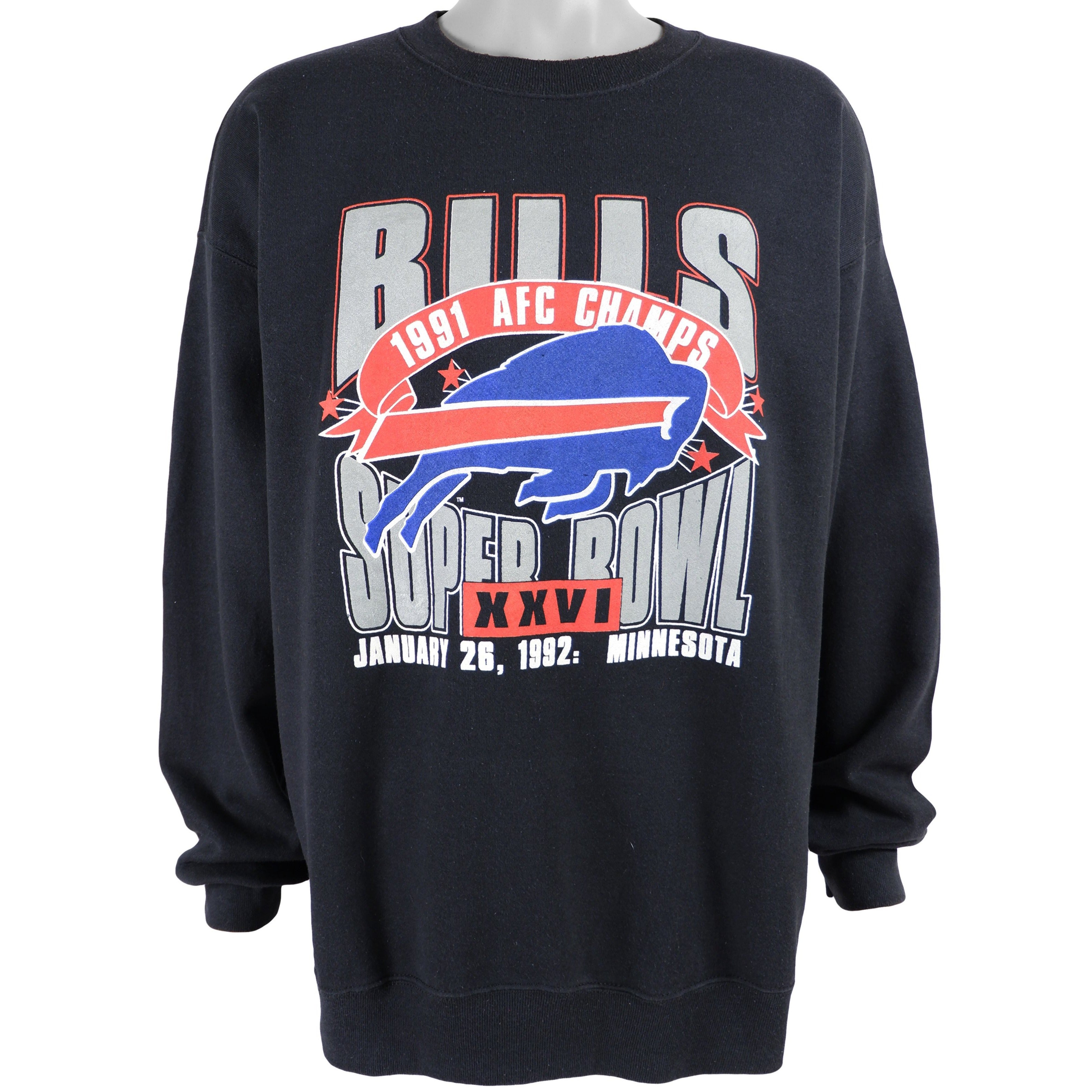 Vintage Trench tag Buffalo Bills 1991 AFC Champs crew neck sweatshirt Sz XL  |