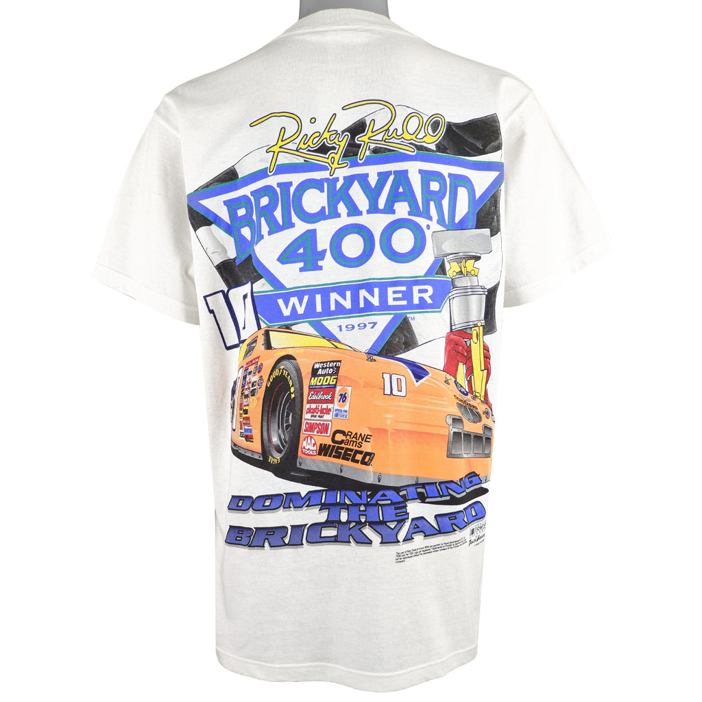 NASCAR (Track Gear) - Ricky Rudd Brickyard 400 Winner Deadstock T-Shirt 1997 Medium Vintage Retro