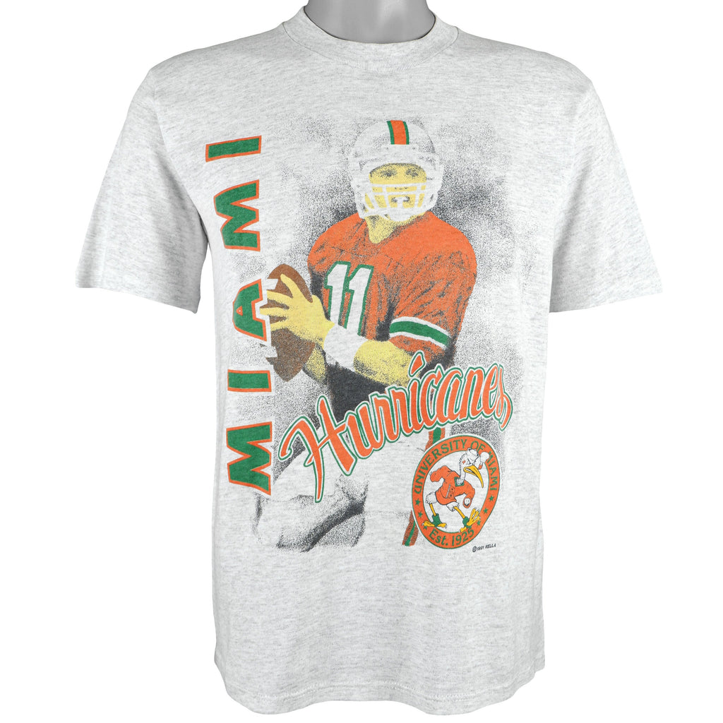 NCAA (Jerzees) - Miami Hurricanes Deadstock T-Shirt 1991 Large Vintage Retro Football College