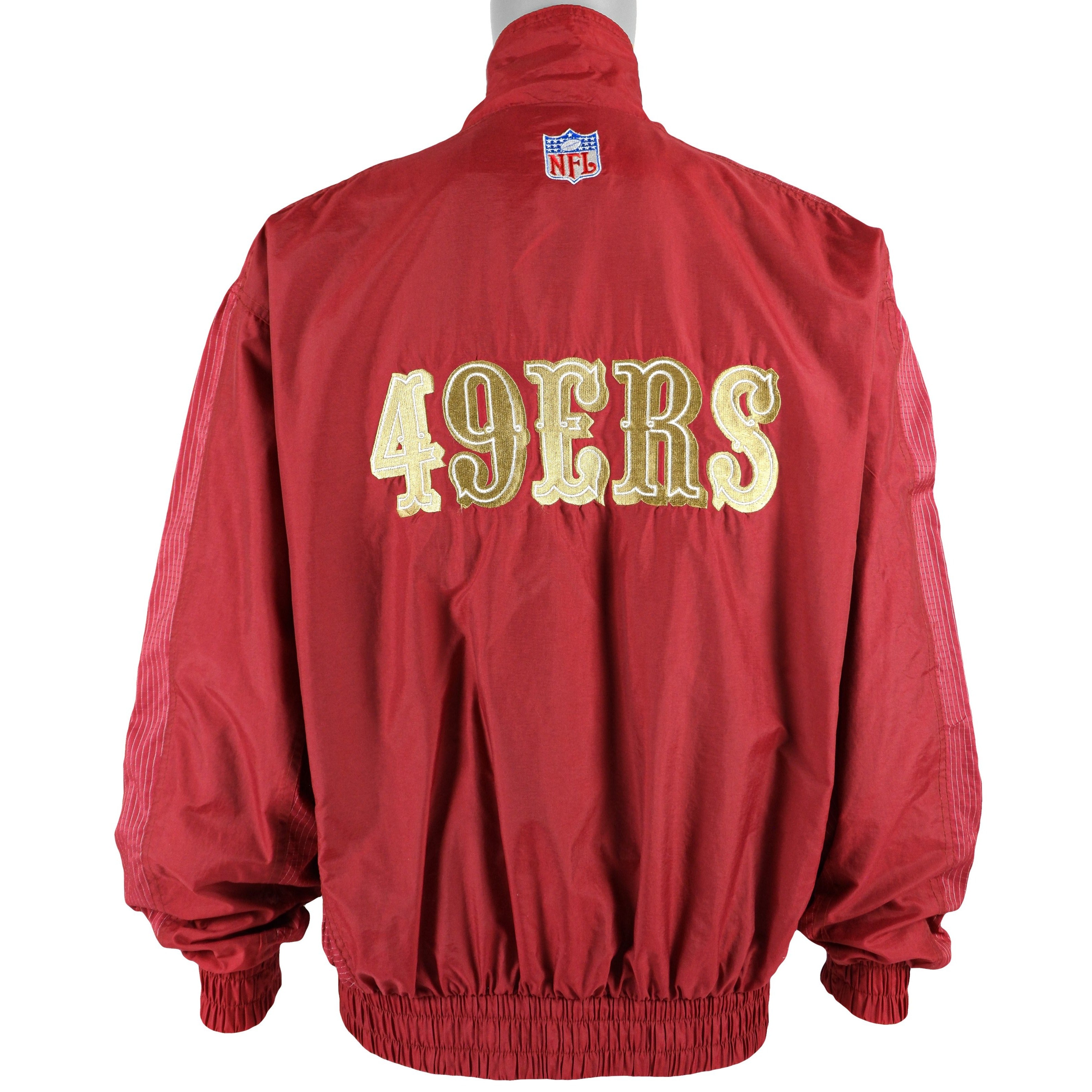 Vintage 90's San Francisco 49ers NFL Logo Athletic Large Full Zip  Striped Jacket