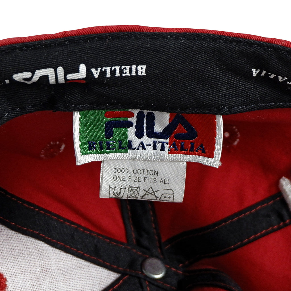 Fila - Red Spell-Out Strap back Hat 1990s Adjustable Vintage Retro