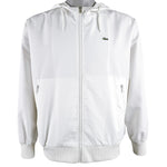 Lacoste - White Yachting Hooded Windbreaker 1990s Large Vintage Retro