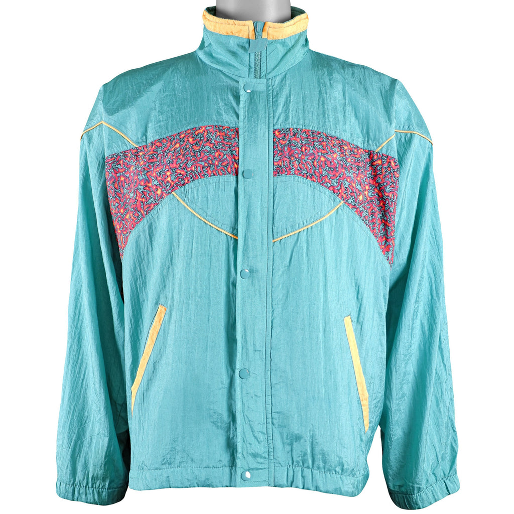 New Balance - Green with Pattern Windbreaker 1990s Large Vintage Retro