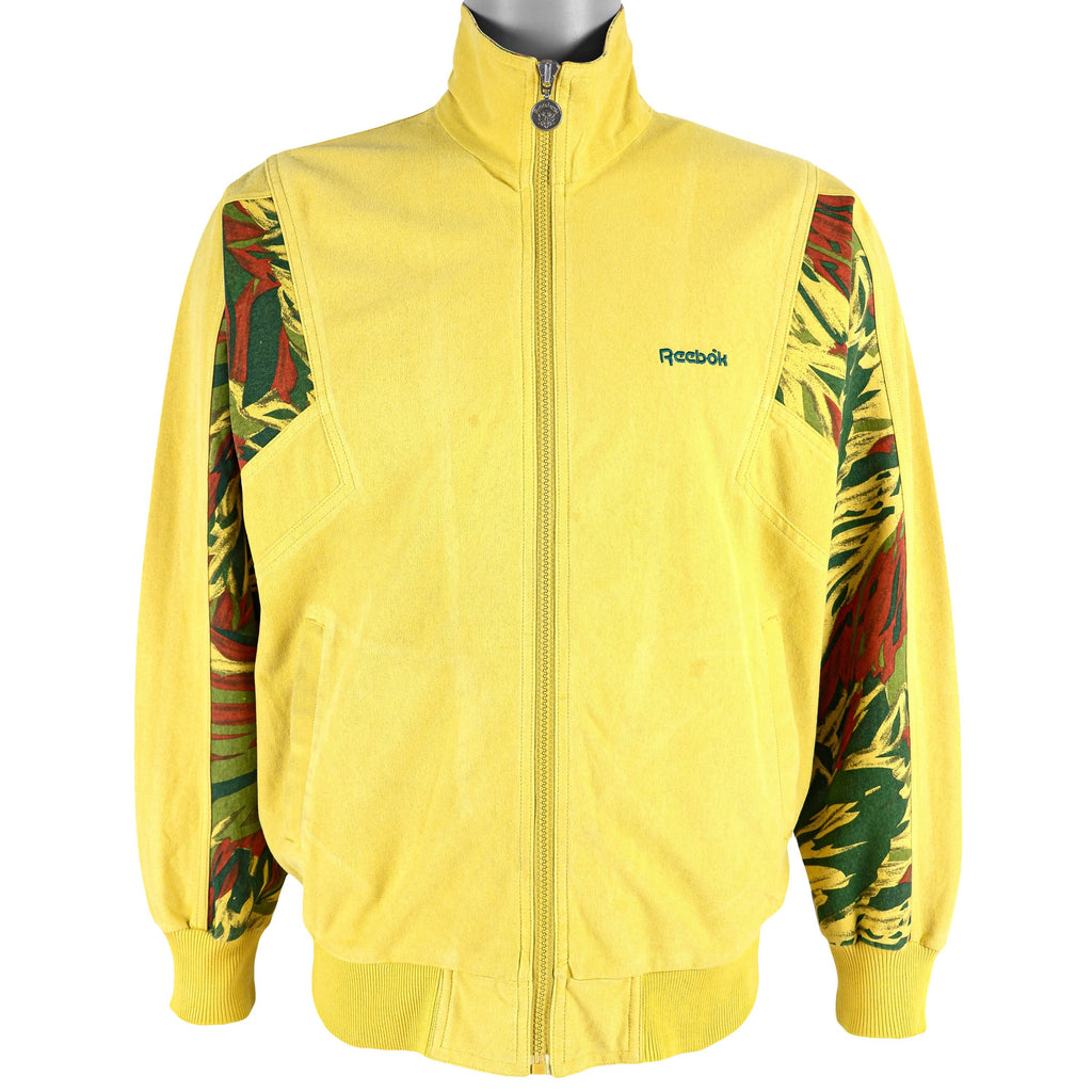 Reebok - Yellow Iconic Design Patterned Jacket 1990s Medium Vintage Retro