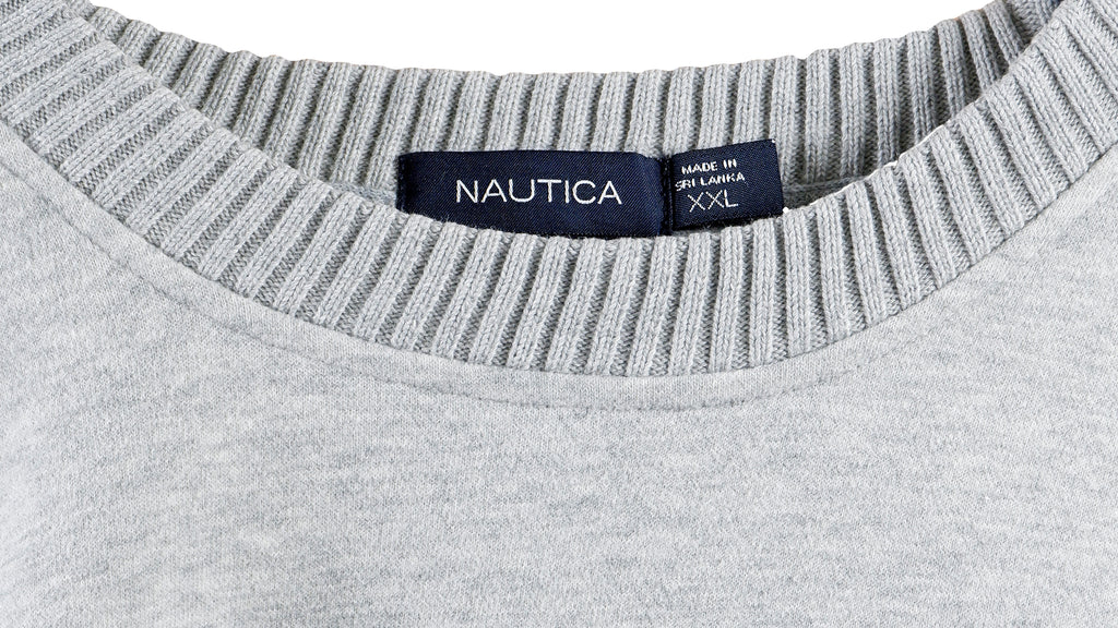 Nautica - Grey Spell-Out Crew Neck Sweatshirt 1990s XX-Large Vintage Retro