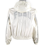 FUBU - White Spell-Out Hooded Bomber Jacket 1990s Large Vintage Retro 