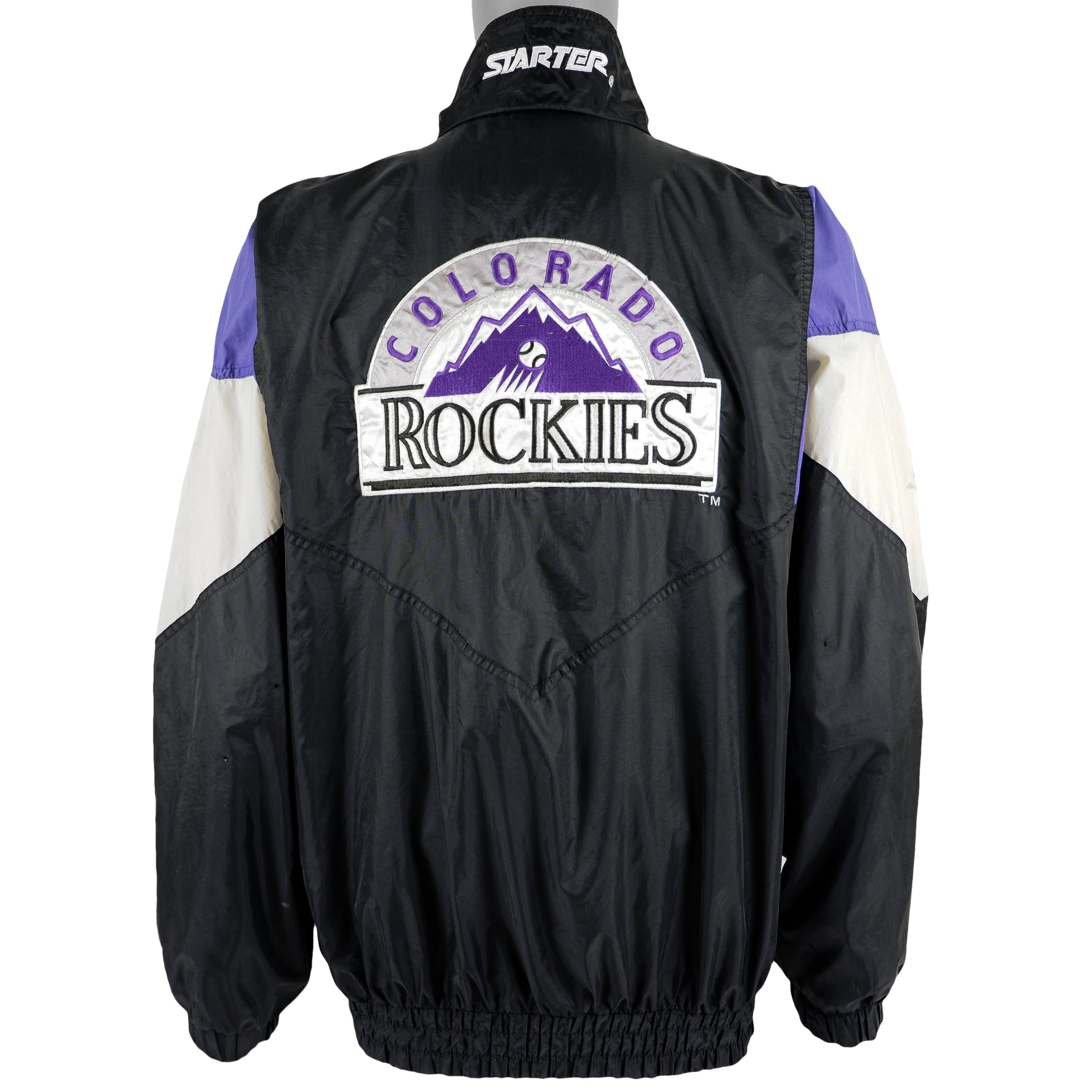 Vintage Starter Colorado Rockies Color Block Jacket MLB Size XL Baseball