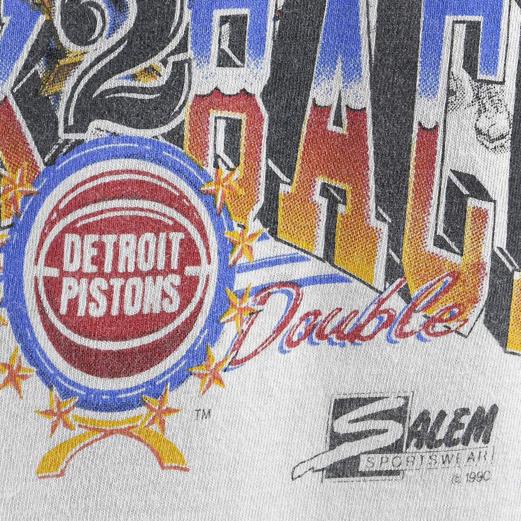 NBA (Salem) - Detroit Pistons Spell-Out T-Shirt 1990 Large Vintage Retro Basketball