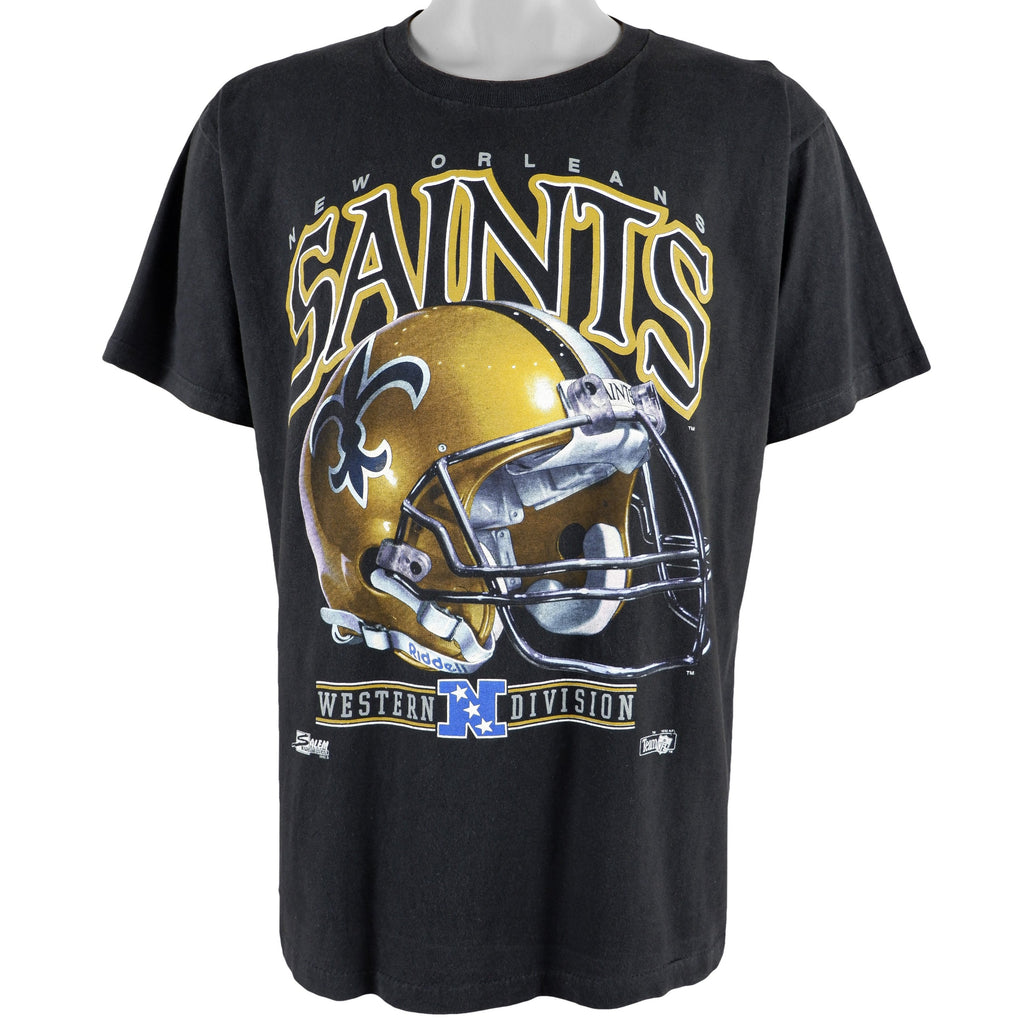 NFL (Salem) - New Orleans Saints Spell-Out T-Shirt 1992 Large Vintage Retro Football 