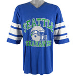 NFL (Logo 7) - Seattle Seahawks Big Logo Football Jersey 1990s X-Large