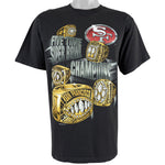 1995 San Francisco 49ers Salem Sportswear Super Bowl Rings NFL T Shirt Size  Large – Rare VNTG