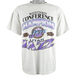 NBA (True Fan) - Utah Jazz Spell-Out Deadstock T-Shirt 1990s Large Vintage Retro Basketball 