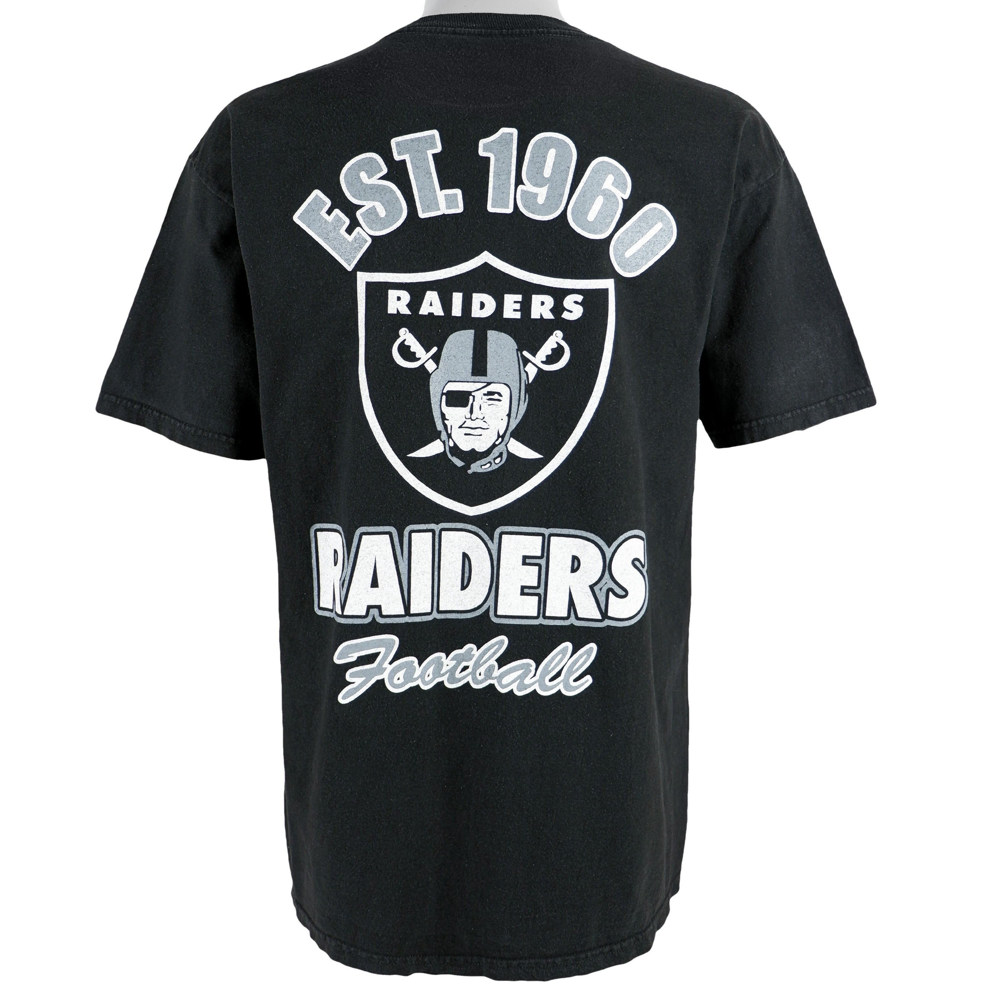 Vintage NFL Team Apparel Oakland Raiders Black Short Sleeve T-Shirt  Spellout L |