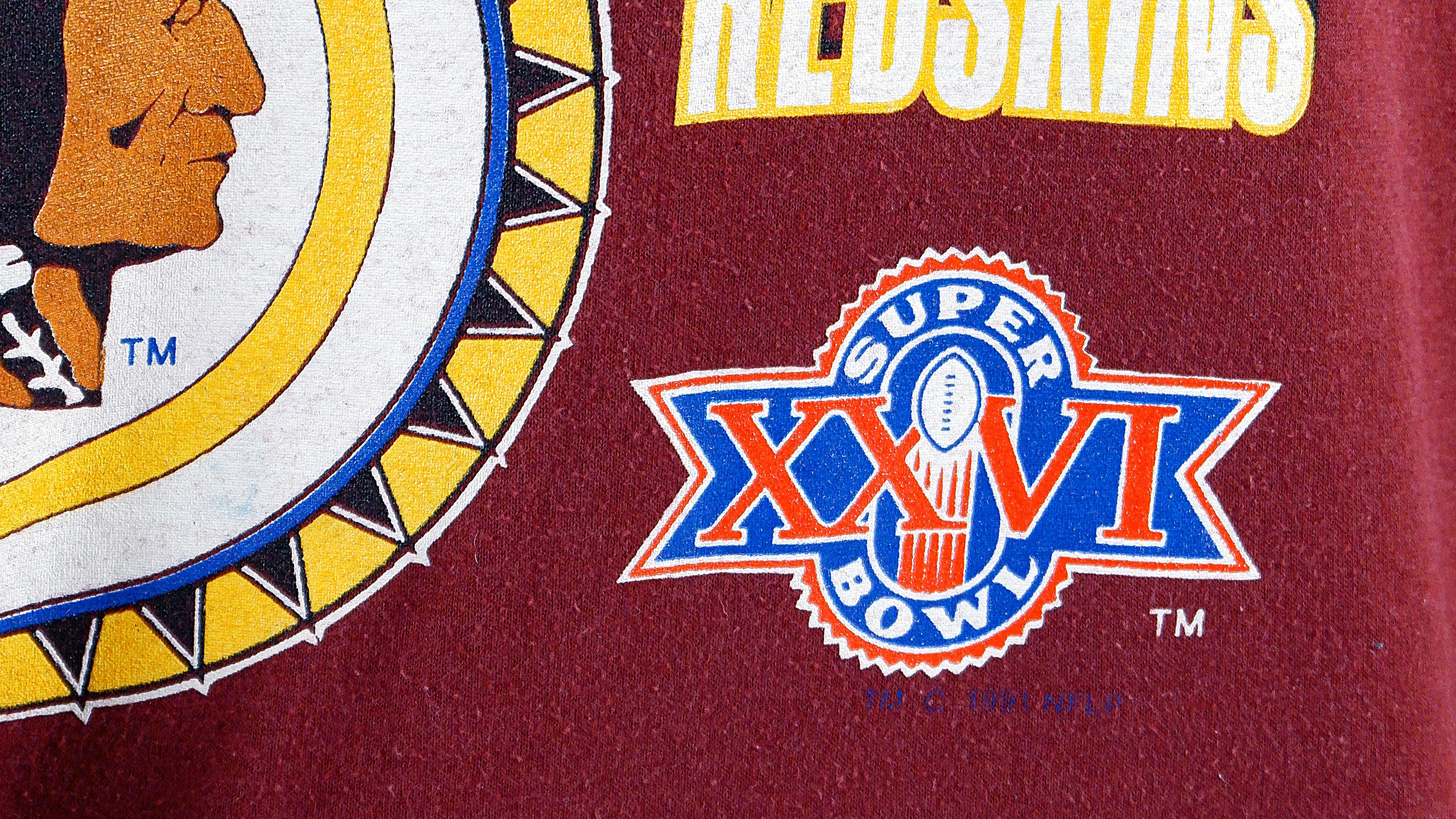 VINTAGE NFL WASHINGTON REDSKINS XXVI SUPER BOWL TEE SHIRT 1990's