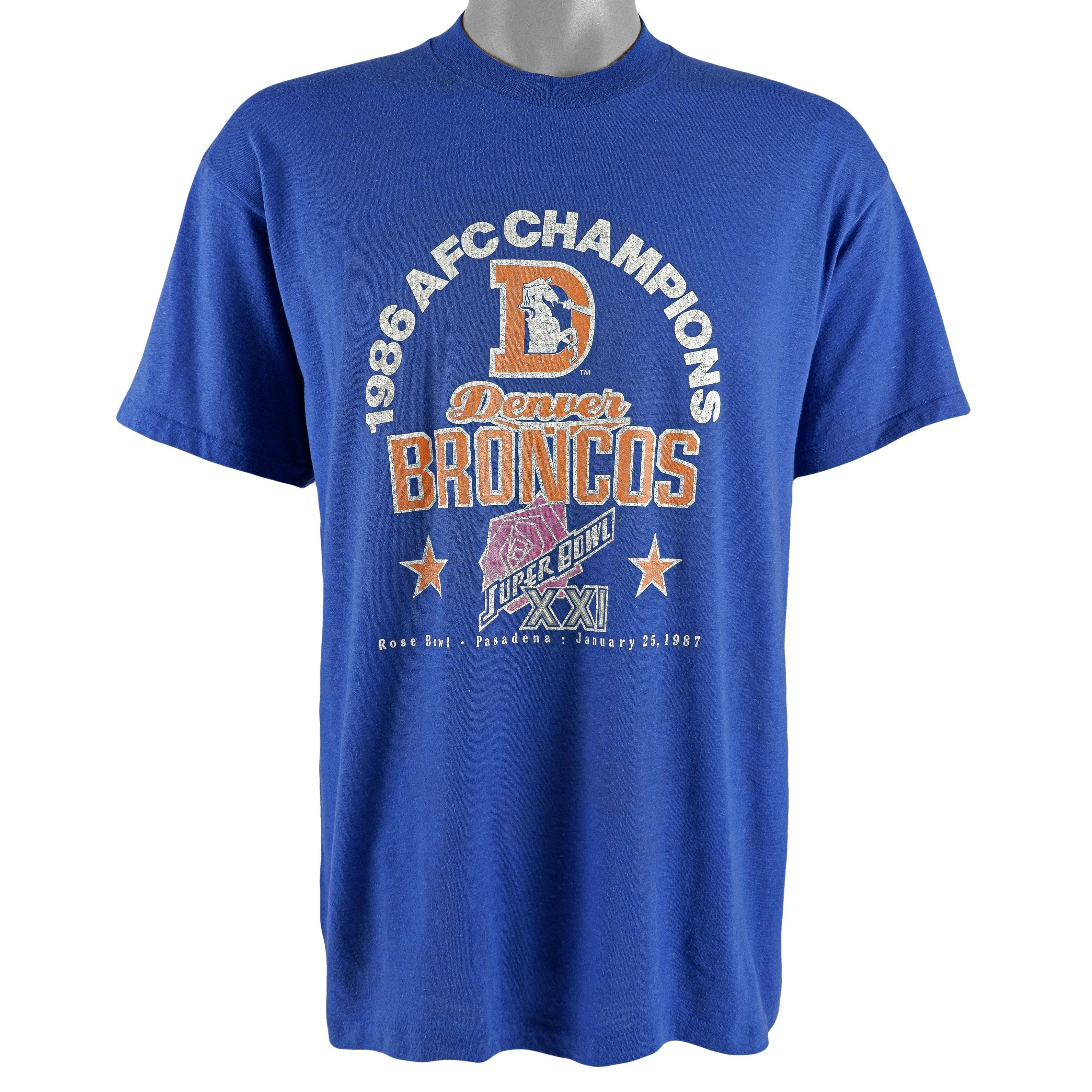 Vintage NFL Denver Broncos AFC Champs Tee Shirt 1987 Large Made USA